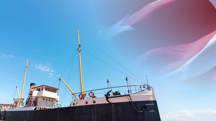Bandirma Vapuru or Bandirma ship with waving Turkish Flag. 19 mayis or may 19 commemoration of Ataturk concept video.