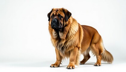 Fototapeta premium Imposing mastiff, regal expression, pure white backdrop, alert, dog breed