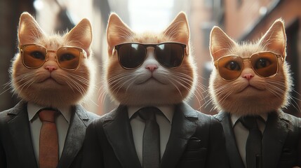 Cat in business suit and sunglasses executive in an office