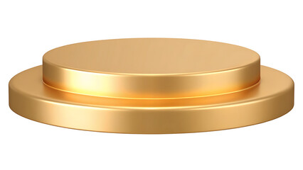 shiny gold round pedestal display isolated on white background PNG. GENERATIVE AI
