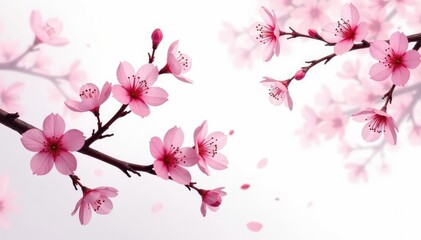 Fototapeta premium Intricate sakura branch pattern, white background, light pink , light pink, white background