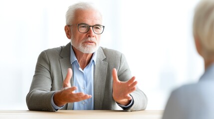 Mature Businessman Explaining Ideas in Meeting