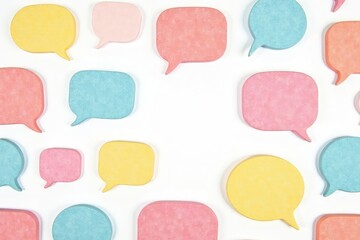 Seamless pastel speech bubble pattern on white background , fabric, kawaii