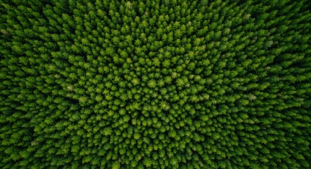 Aerial View of Dense Green Forest Canopy, Drone Shot