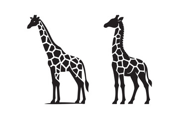 silhouette icon of a giraffe isolated on a white background © Tuhin's Collection