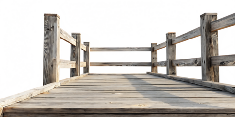 weathered wooden pier isolated on white background PNG. GENERATIVE AI
