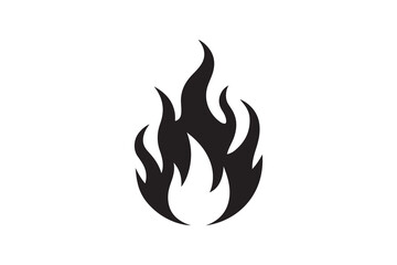 Silhouette icon of a fire icon, isolated on a white background