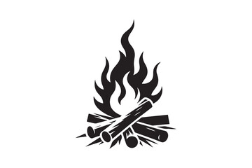 Silhouette icon of a fire icon, isolated on a white background