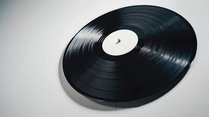 Obraz premium Black Vinyl Record on White Background