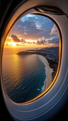 Fototapeta premium A view of the ocean from an airplane window