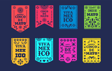 Papel Picado collection with floral template design for cinco de mayo event