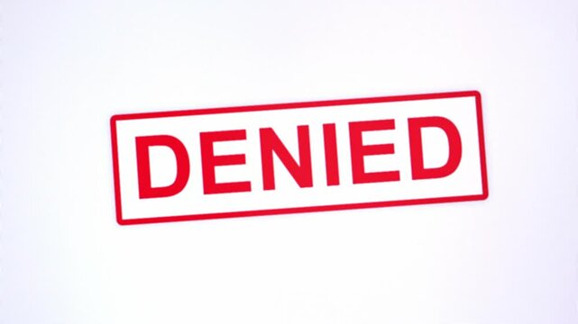 Denied stamp on a white background with animation