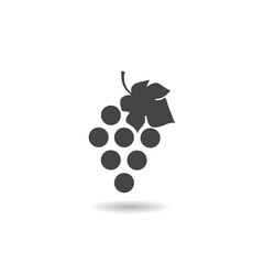 Fruits food grape silhouette icon with shadow
