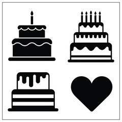 Cake Set Bundle silhouette Vector