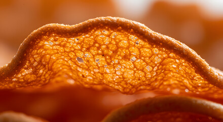 Close-up Macro of Crispy Golden-Brown Wavy Crackers, Airy Texture