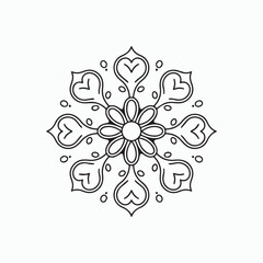 Mandala Line Drawing with Snowflake Shape
