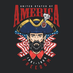 Patriotic soldier with American flag