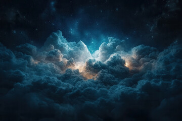 Fototapeta premium Explore the mystical world of horoscopes for 2025 with blue shades, zodiac signs, and celestial stars illuminating the night sky