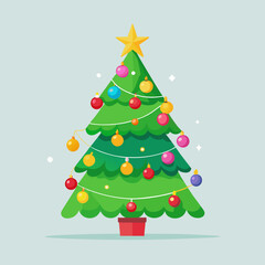  Decorated Christmas Tree Clipart with Star and Ornaments