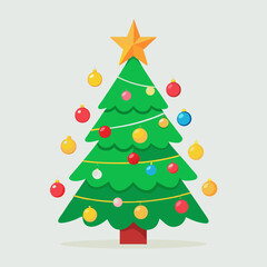  Decorated Christmas Tree Clipart with Star and Ornaments