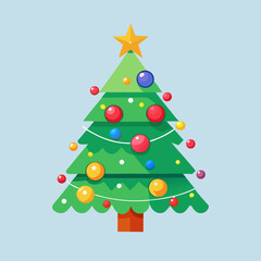  Decorated Christmas Tree Clipart with Star and Ornaments