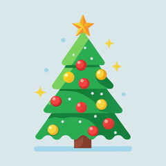  Decorated Christmas Tree Clipart with Star and Ornaments