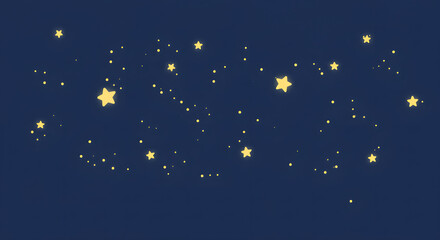 Naklejka premium Celestial Scatter: Hand-Drawn Gold Stars on Midnight Blue