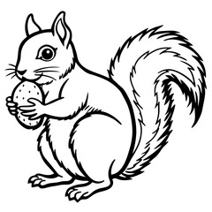 Cute Squirrel Vector Line Art