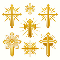 set of golden snowflakes