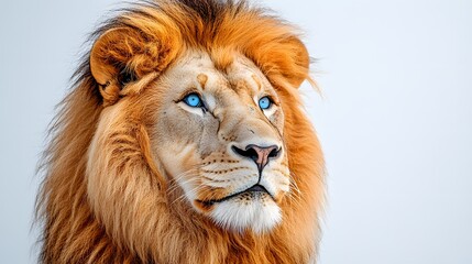 Fototapeta premium Regal Lion with Glowing Blue Eyes and Windswept Mane