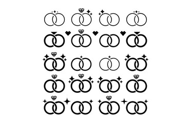 Elegant Wedding and Engagement Ring Collection - High-Quality Jewelry Icons for Designers and Jewelers