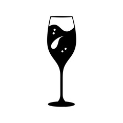 champagne glass icon, champagne glass silhouette vector illustration-Editable Vector Art of champagne glass,champagne glass vector
