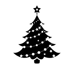 christmas tree icon, christmas tree silhouette vector illustration-Editable Vector Art of christmas tree,christmas tree vector