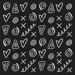 Dark Mixed Geometric Doodle Symbols with Arrows