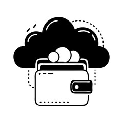cloud wallet icon, cloud wallet silhouette vector illustration-Editable Vector Art of cloud wallet,cloud wallet vector