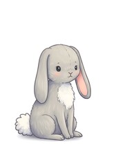 Fototapeta premium Bunny with Long Ears and Fluffy Tail Sitting