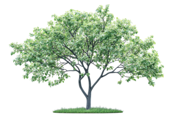 Lush green tree isolated on black background perfect for design projects vibrant foliage detailed on transparent background