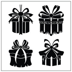 Gift box set bundle silhouette vector
