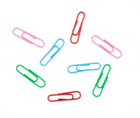 colorful paper clips isolated on white background