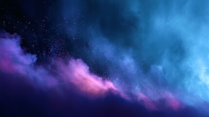 Fototapeta premium Abstract blue purple glitter background with falling sparkles and magical atmosphere
