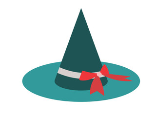 Fototapeta premium Green witch hat with red bow