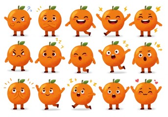 Fototapeta premium Cute orange cartoon characters set for design inspiration