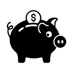 piggy bank icon, piggy bank silhouette vector illustration-Editable Vector Art of piggy bank,piggy bank vector
