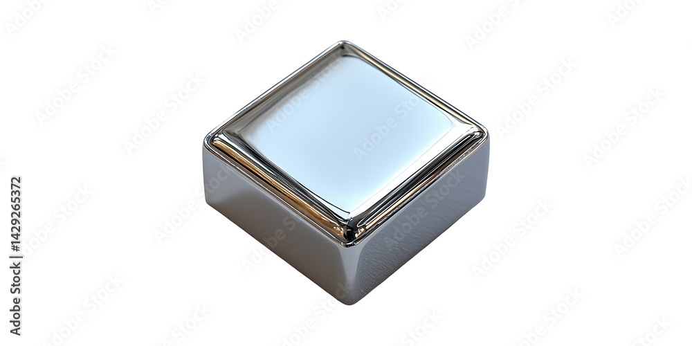 Poster chrome square keycap for mechanical keyboard. sleek design for enhanced typing experience isolated o