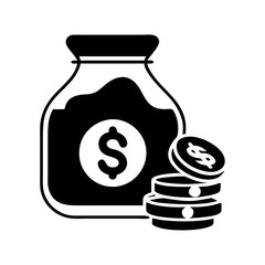 savings jar icon, savings jar silhouette vector illustration-Editable Vector Art of savings jar,savings jar vector
