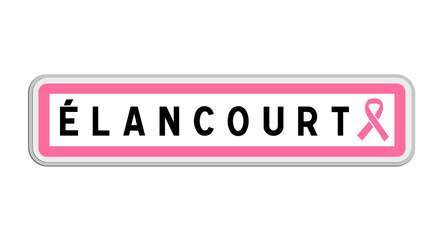 Panneau de sortie d'Élancourt, Yvelines, Île-de-France avec Ruban Octobre Rose