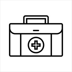 First aid kit icon set. Medical box with cross. Medical emergency equipment. Healthcare concept.