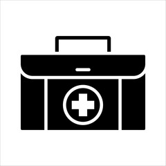 First aid kit icon set. Medical box with cross. Medical emergency equipment. Healthcare concept.