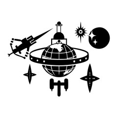 space station icon, space station silhouette vector illustration-Editable Vector Art of space station,space station vector