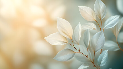 Soft minimalist leaf background in neutral tones with beige hues, ideal for elegant and aesthetic visual design